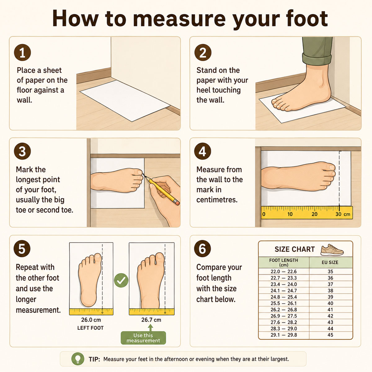 How to measure your foot