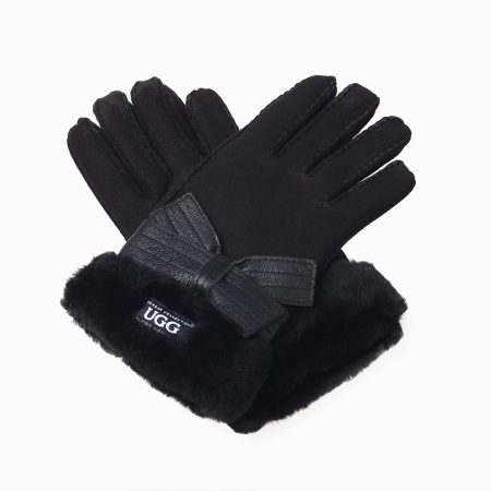 Ribbon Sheepskin UGG Gloves 10 CS037-BL