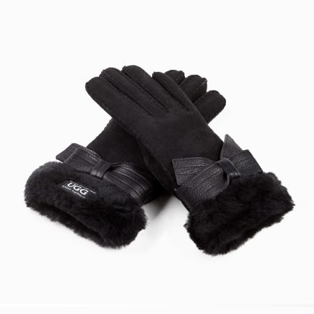 Ribbon Sheepskin UGG Gloves 11 CS037-BL
