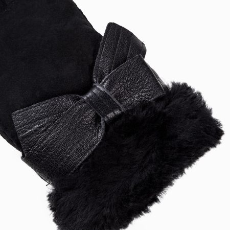 Ribbon Sheepskin UGG Gloves 13 CS037-BL