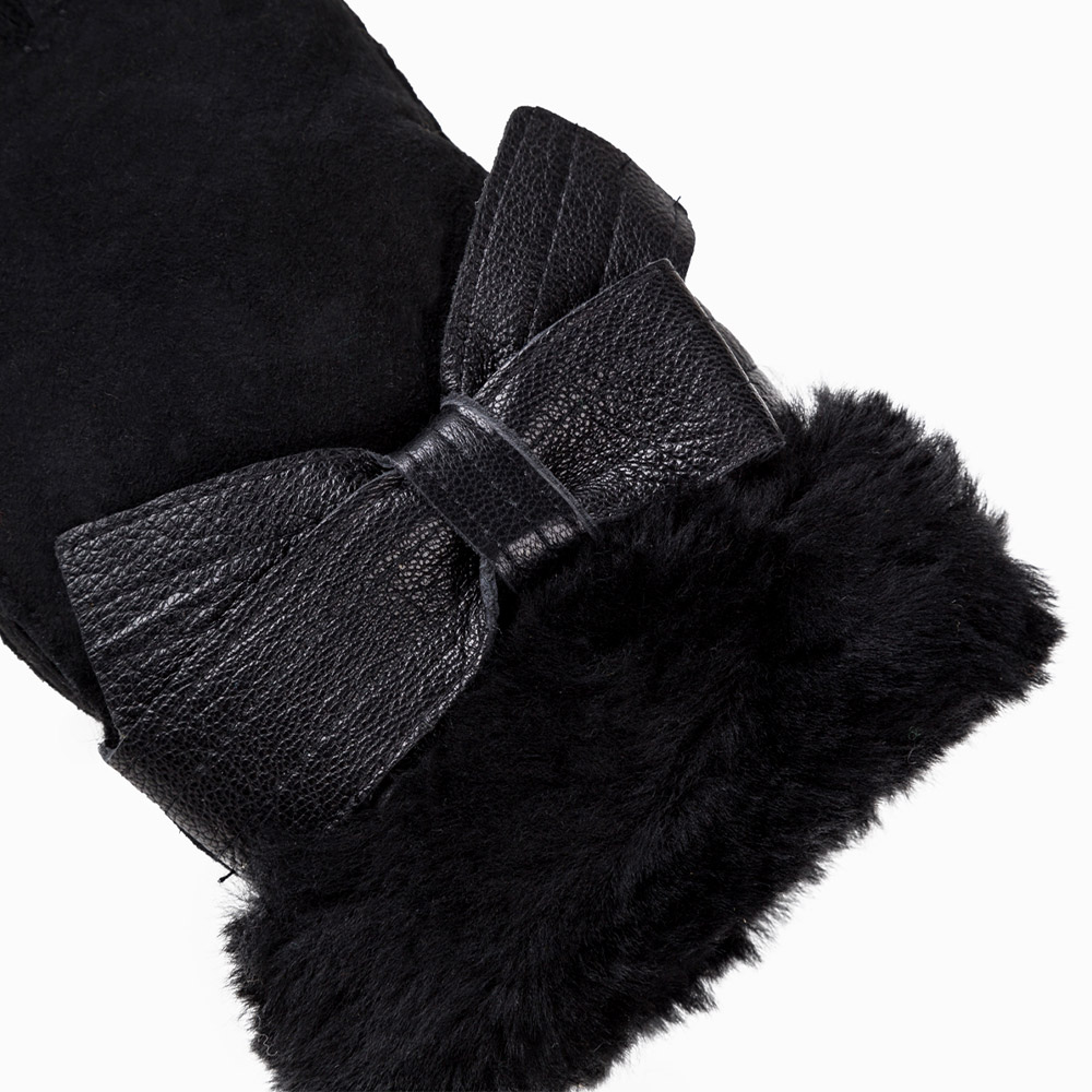 Ribbon Sheepskin UGG Gloves 6 CS037-BL
