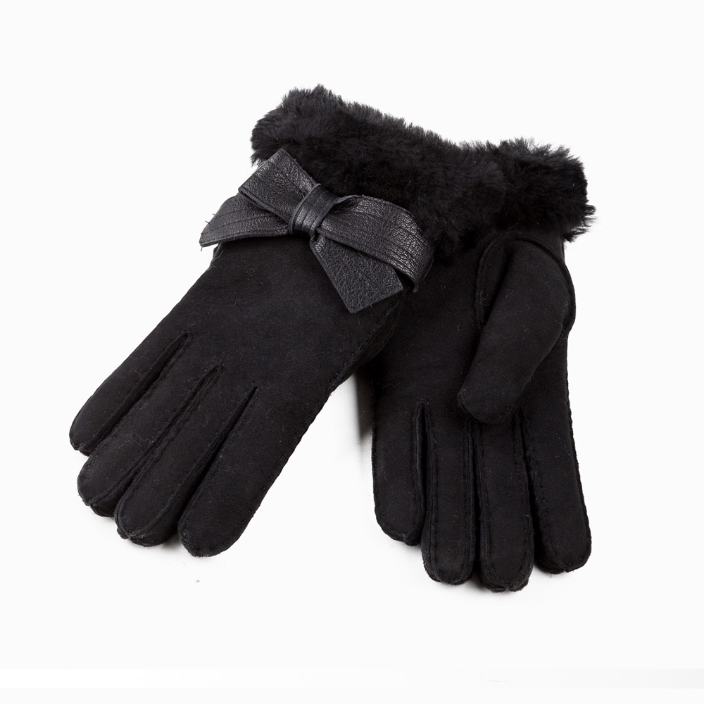 Ribbon Sheepskin UGG Gloves 1 CS037-BL