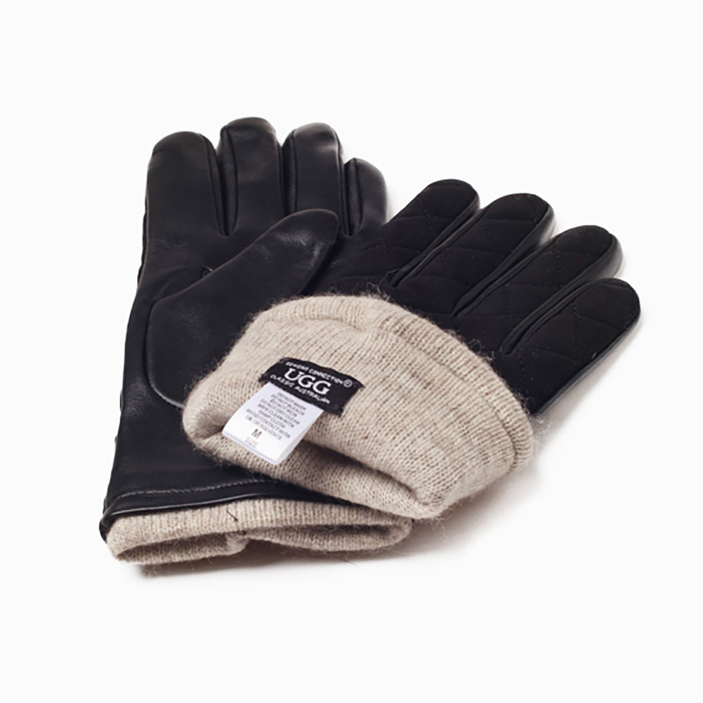 Quilted Lambskin UGG Gloves 5 CS045-BL