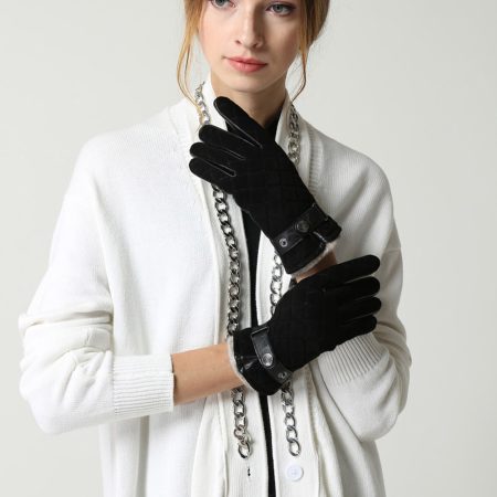 Quilted Lambskin UGG Gloves 18 CS045-BL