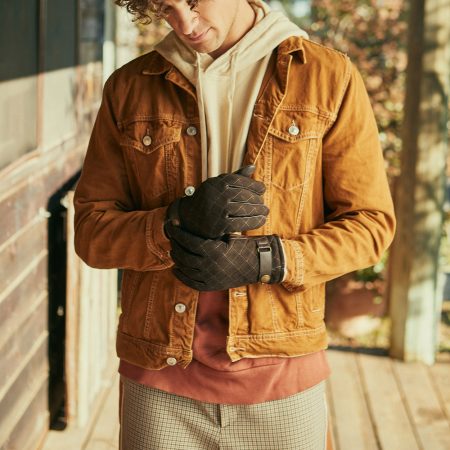 Men’s Quilted Lambskin UGG Gloves 9 CS046-CHO