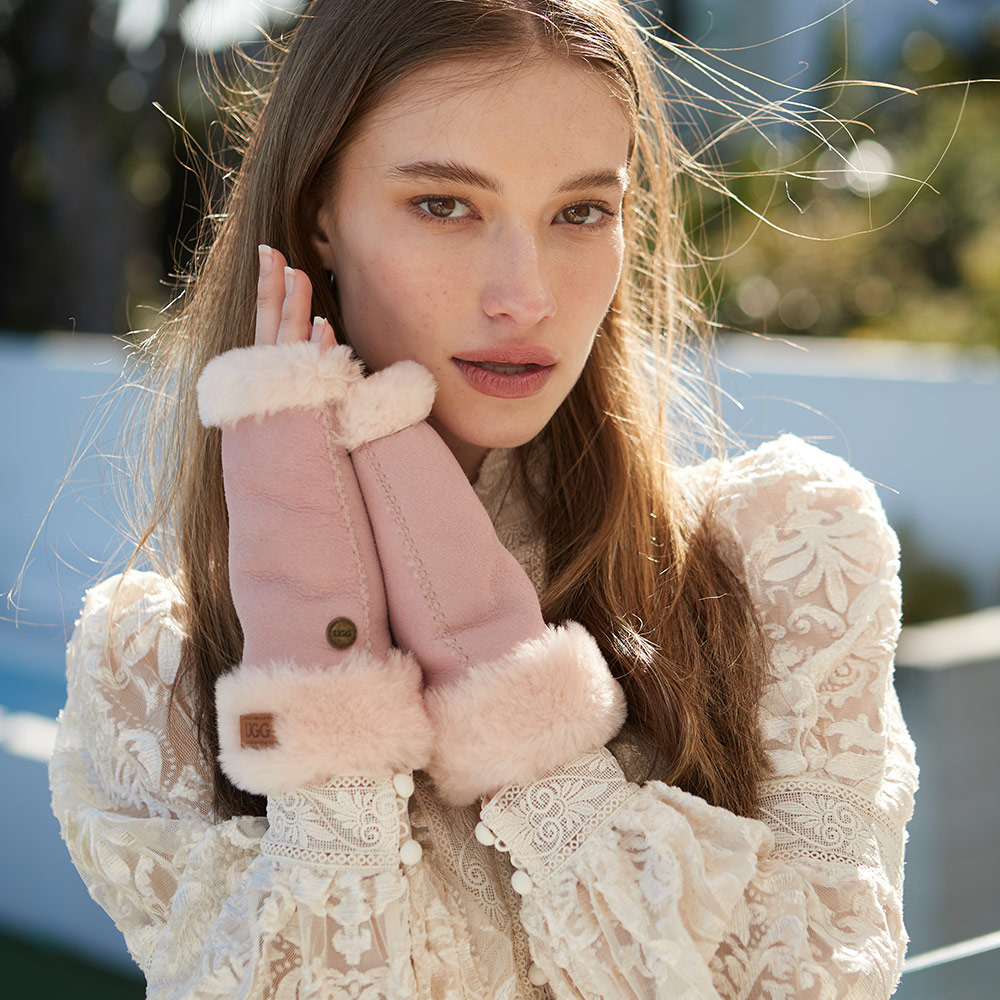 Fingerless Sheepskin UGG Mittens 8 CS066-PIN