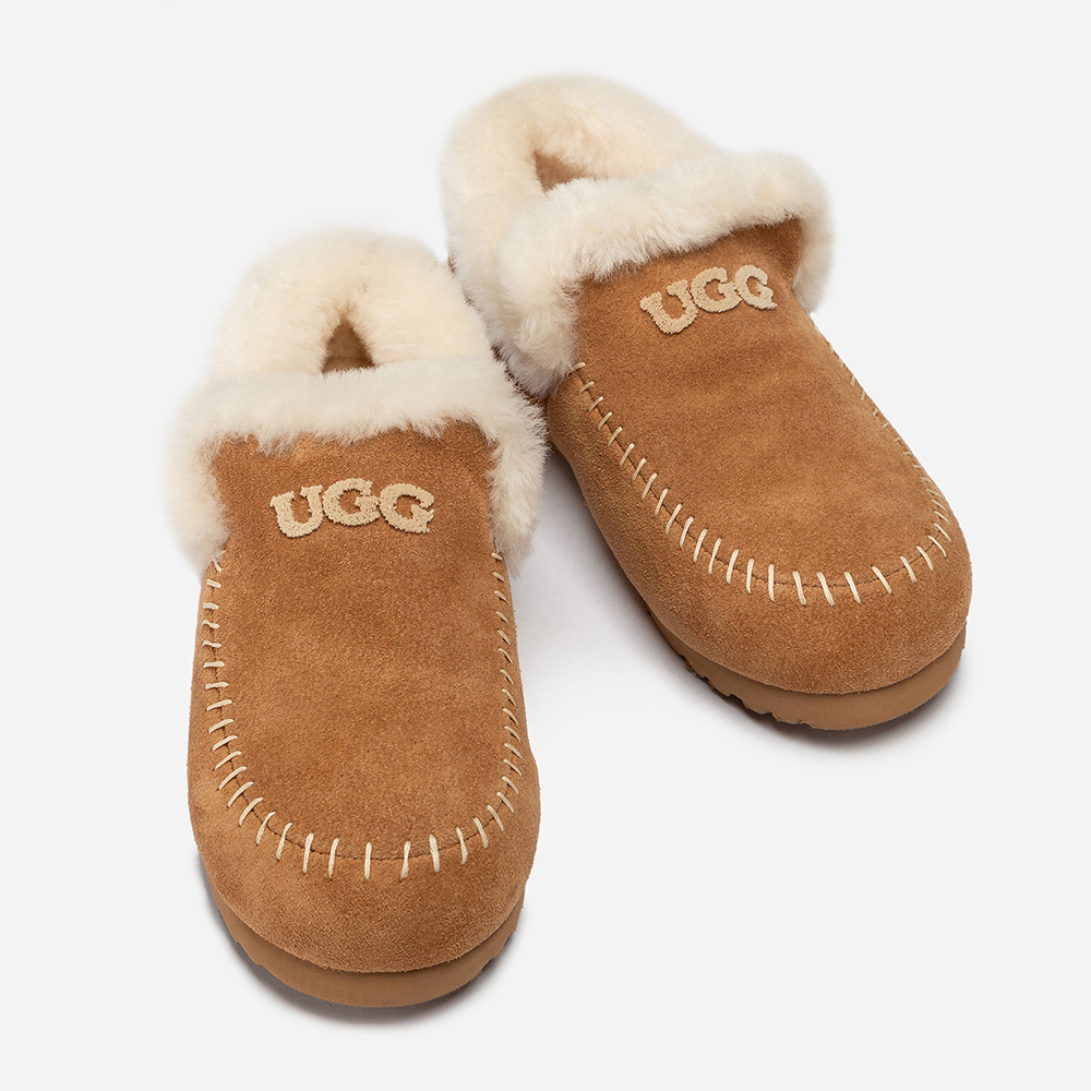 Joan Shearling Embossed Logo UGG Loafers 4 OB1001-C