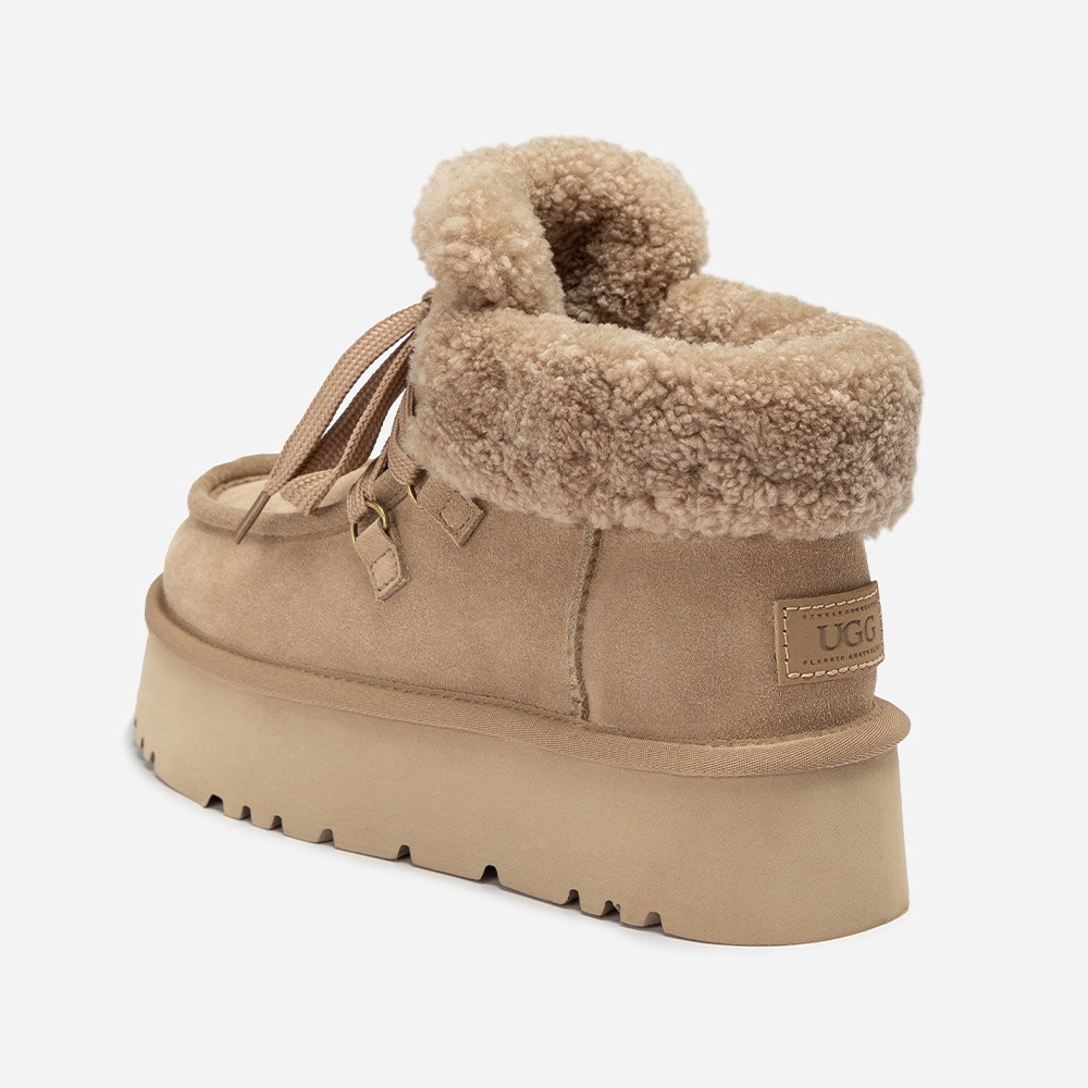 Trista Lace-Up Platform Mini UGG Boots 11 OB922-KHA