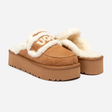 Violet Matelasse Shearling Platform UGG Slippers 11 OB938PM-C