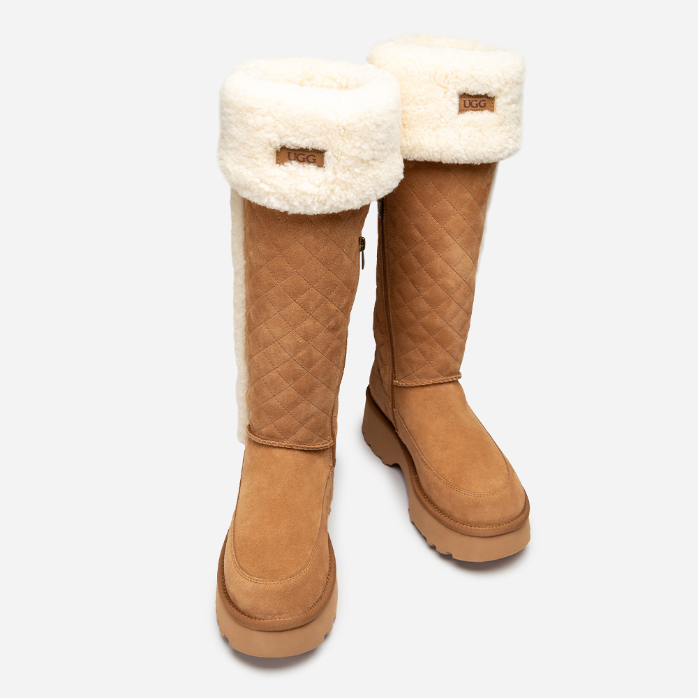 Queena Matelasse Shearling Tall UGG Boots 11 OB984M-C