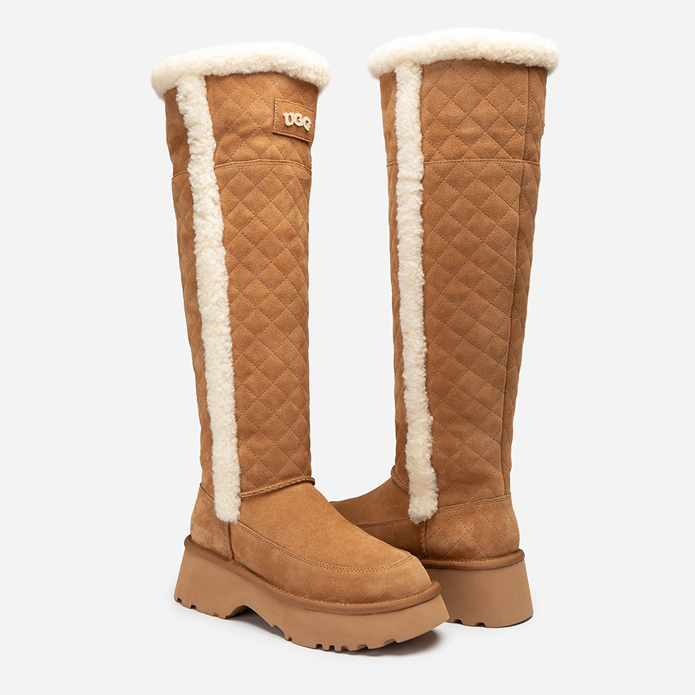 Queena Matelasse Shearling Tall UGG Boots 12 OB984M-C