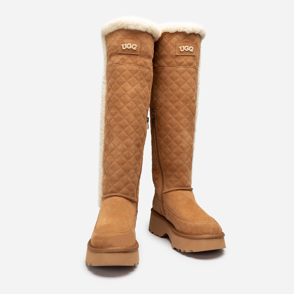 Queena Matelasse Shearling Tall UGG Boots 10 OB984M-C