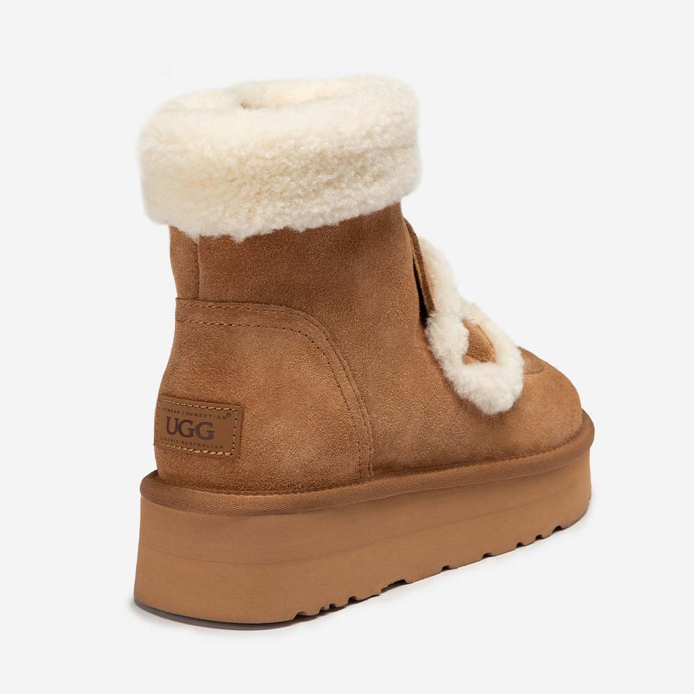 Violet Shearling Zip Platform UGG Boots 5 OB990-C