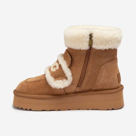 Violet Shearling Zip Platform UGG Boots 13 OB990-C